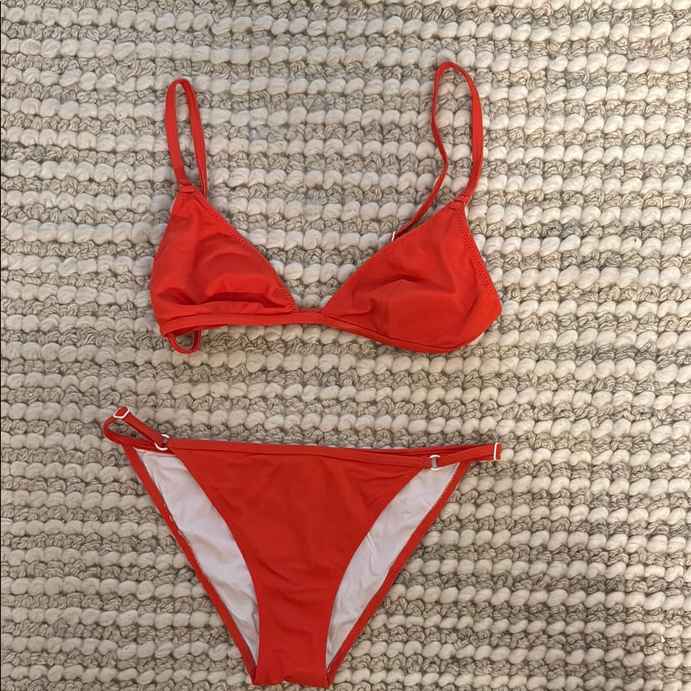 SOLID & STRIPED Red Triangle Bikini Set